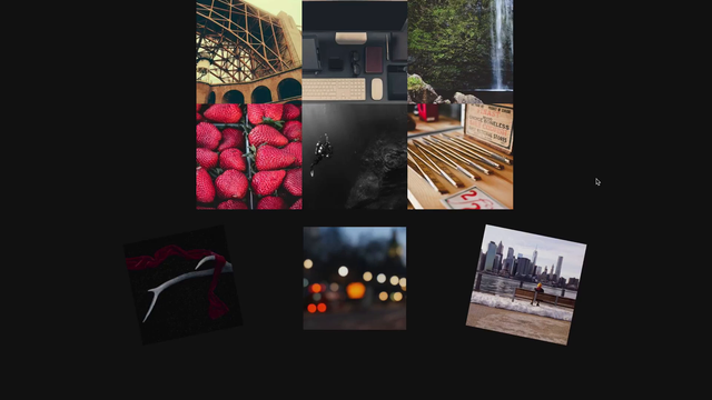 image gallery shown in 3 columns. column left animated images in from the left, while the right column does it from the right. creates a "coming together" effect as the 3 columns of images continues to come to together