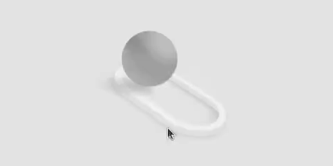 Animated GIF. Shows a ball toggling back and forth on a 3D track while casting a shadow. When the toggle is off, the ball is grey. When the toggle is on, the ball is green.